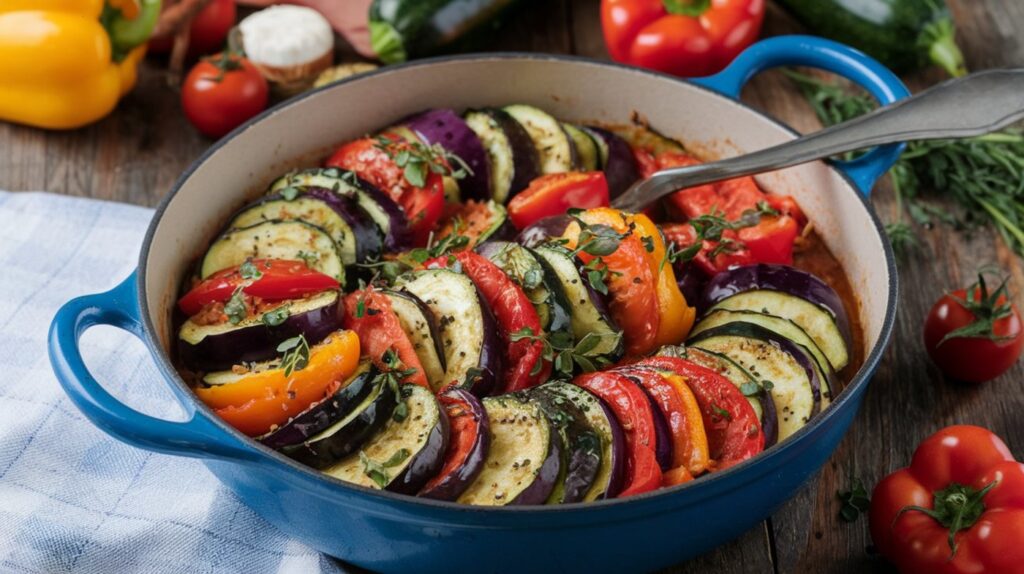 ratatouille avec légumes coupés en rondelles