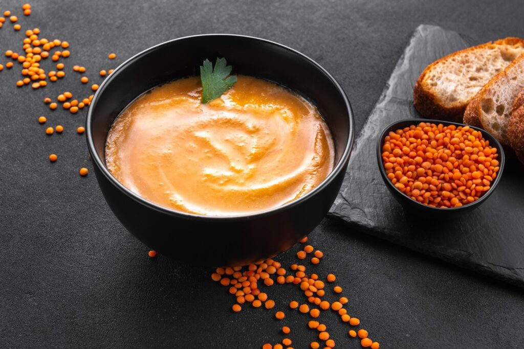 accompagnement et dégustation soupe de lentilles corail