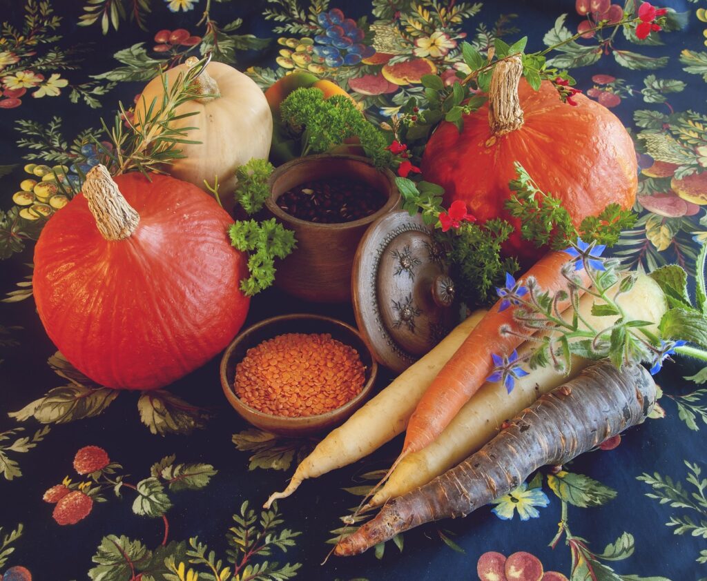 ingrédients et légumes pour soupe