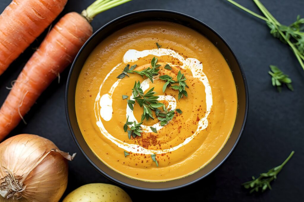 soupe oignons carottes curcuma et potimarron