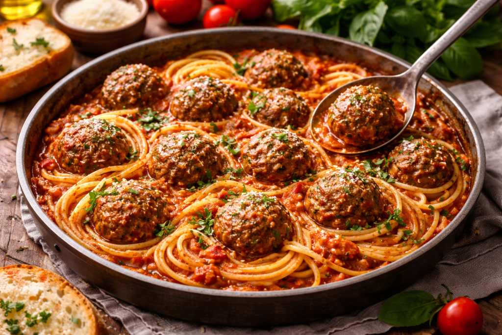 boulettes de bœuf avec spaghetti